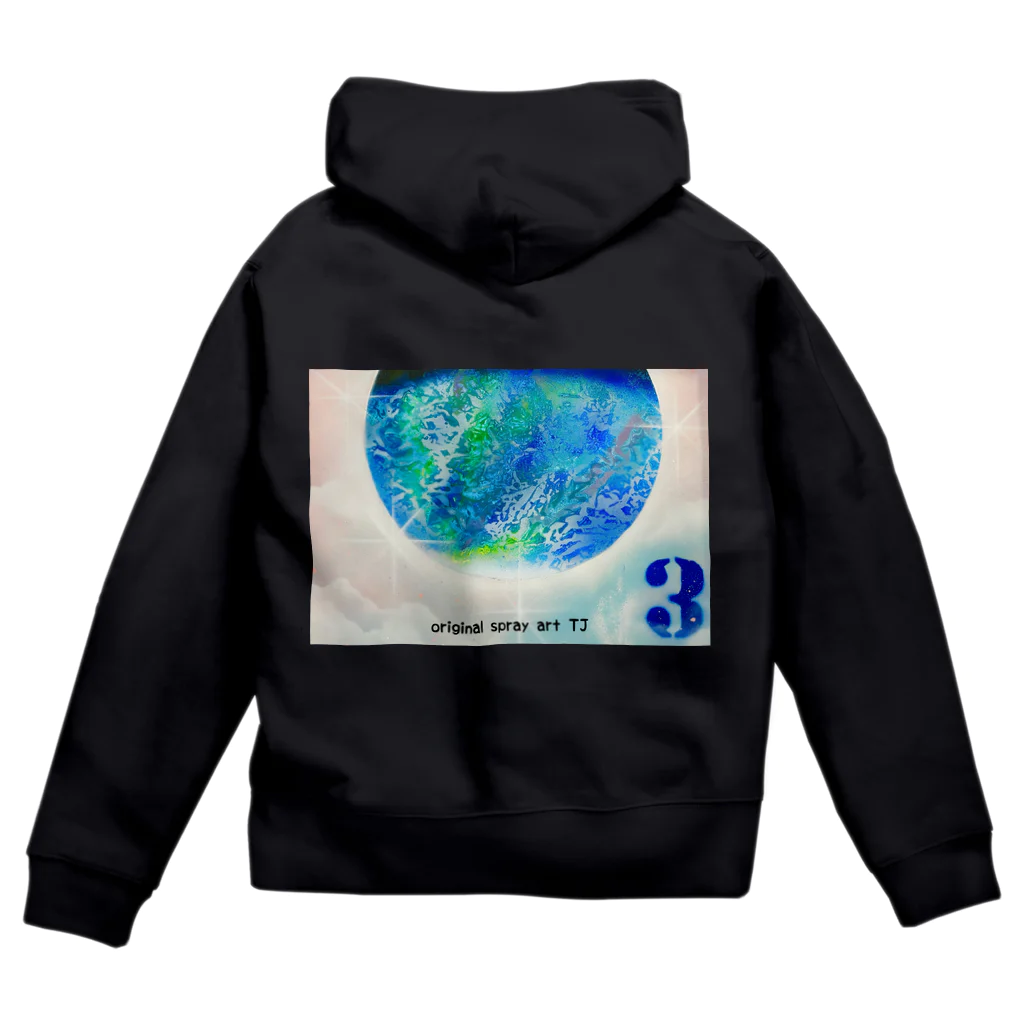 小さな宇宙工房おっちーの【NO.3 earth one〜original spray art〜】 Zip Hoodie