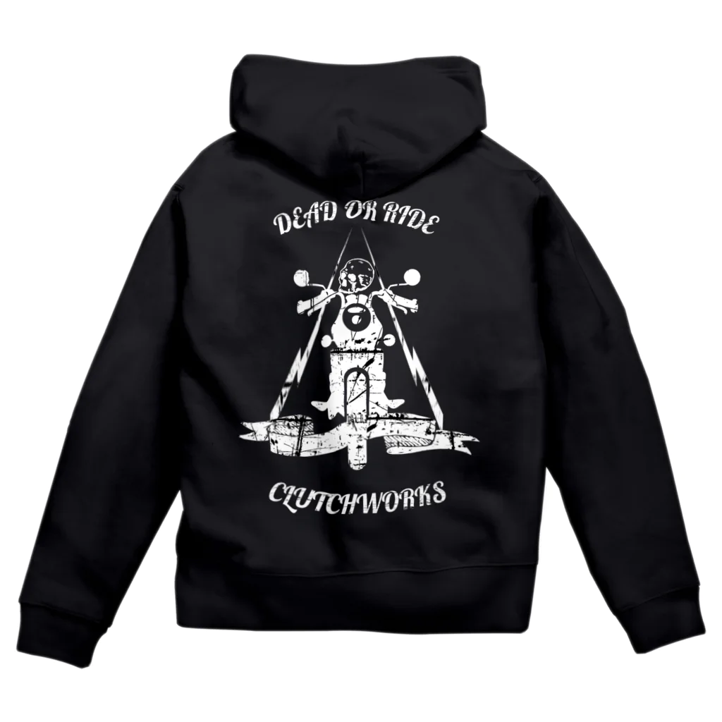 CLUTCH WORKSのCLUTCH WORKSガイコツライダー白 Zip Hoodie