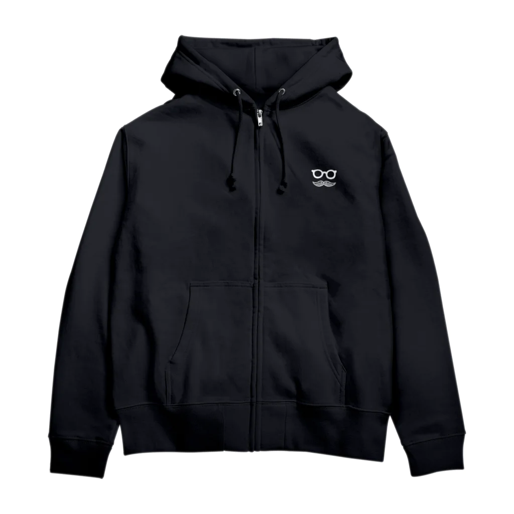 Andiamoのシンプルおひげ。（両面/白） Zip Hoodie