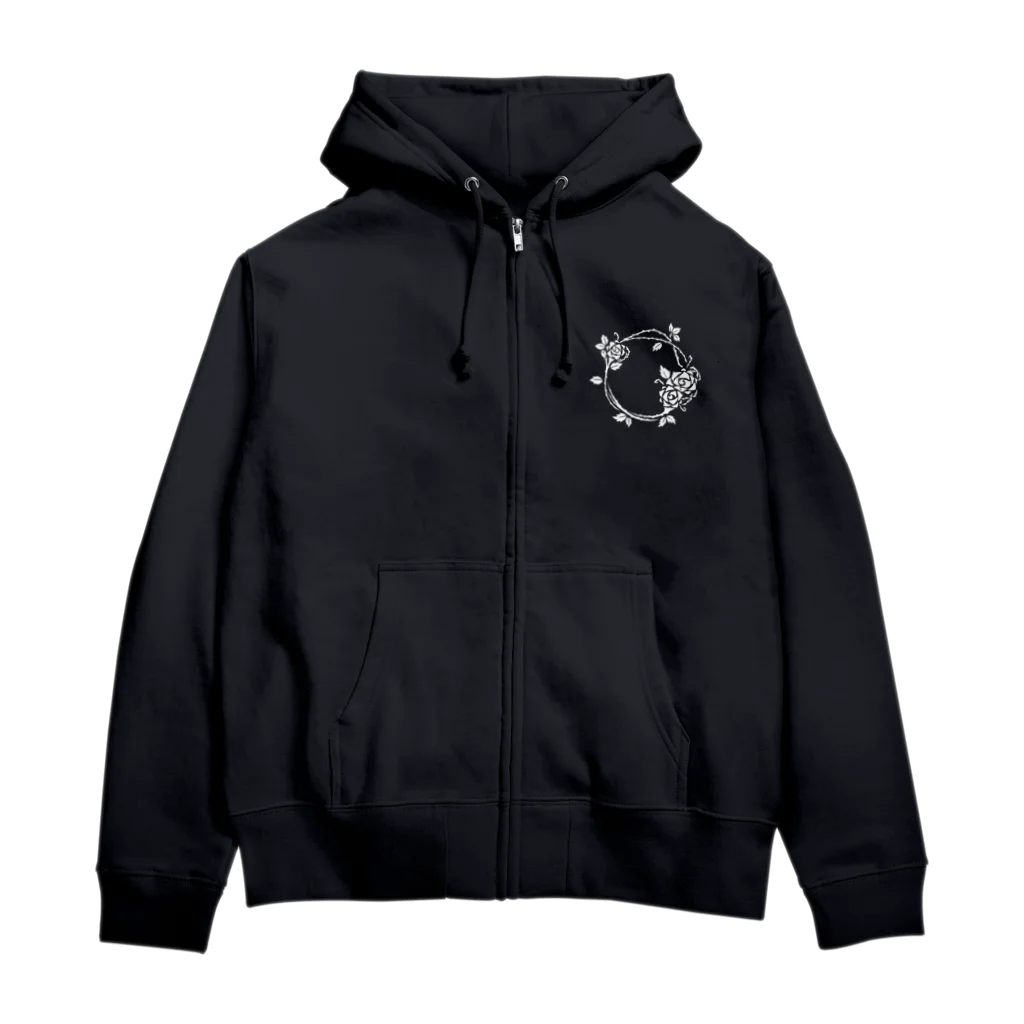 紫胡蝶のバラリース　Wh（ワンポイント）2 Zip Hoodie