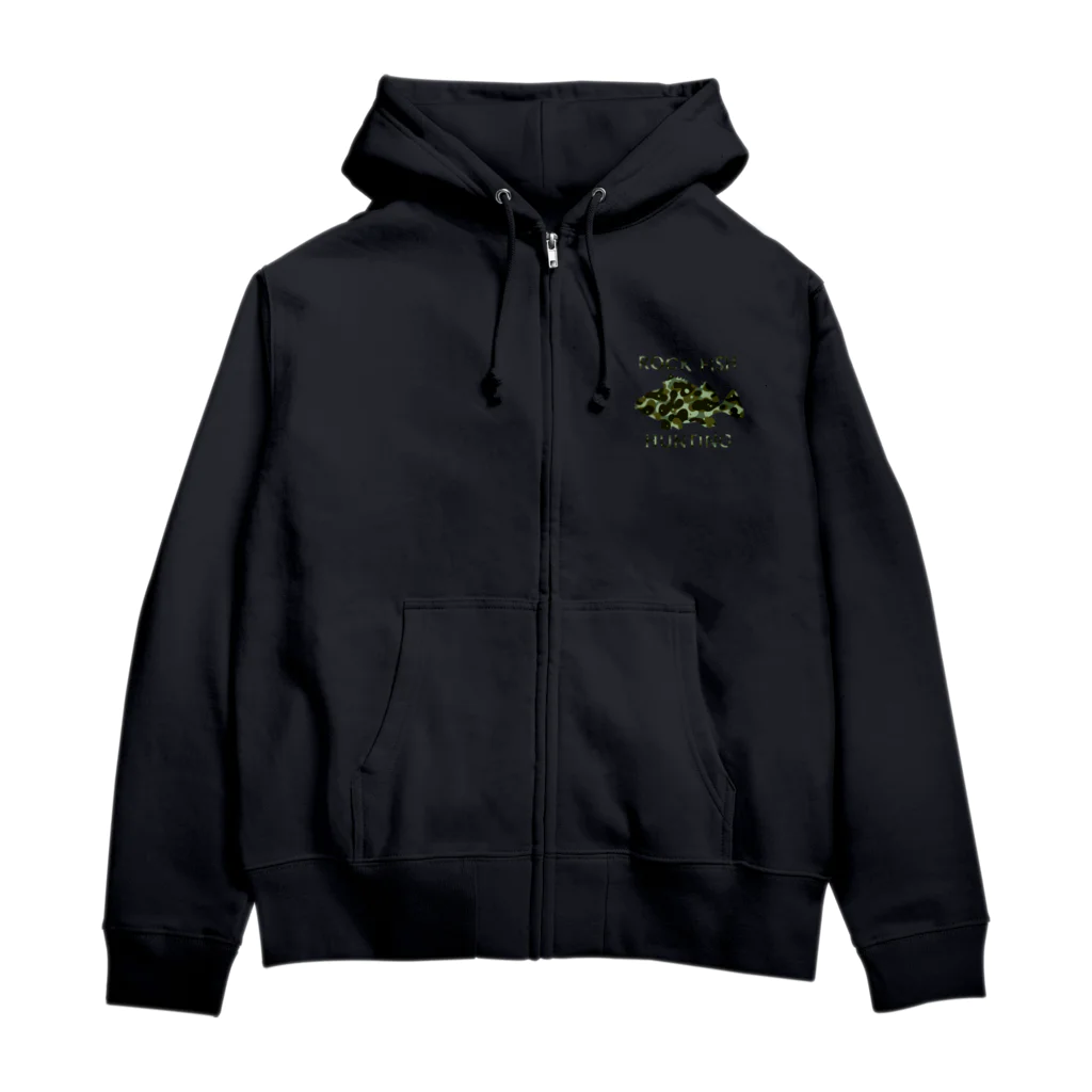 釣り＆お魚デザイン販売中！つりビス！SUZURI店のROCK FISH HUNTING Zip Hoodie