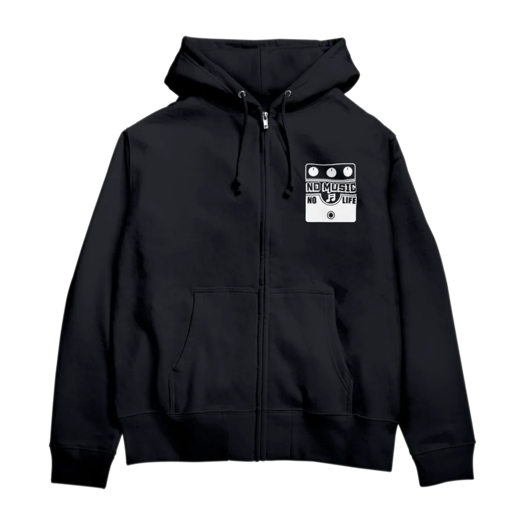 QUQU_WORKSのノーミュージックノーライフ ビッグマフデザイン ホワイト Zip Hoodie