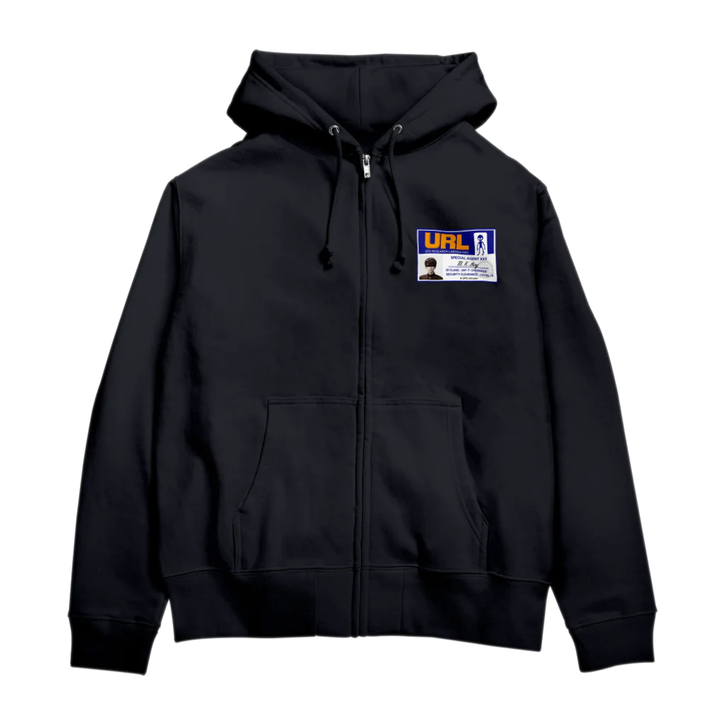 「突撃！隣のUFO」公式ショップのURLのIDカード Zip Hoodie