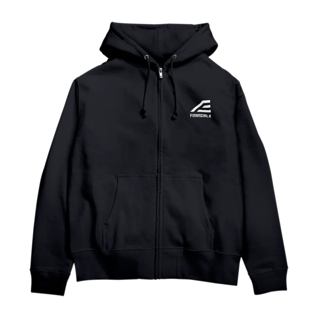 ファイナンシャルズのFINANCIALS白ロゴスクエア Zip Hoodie