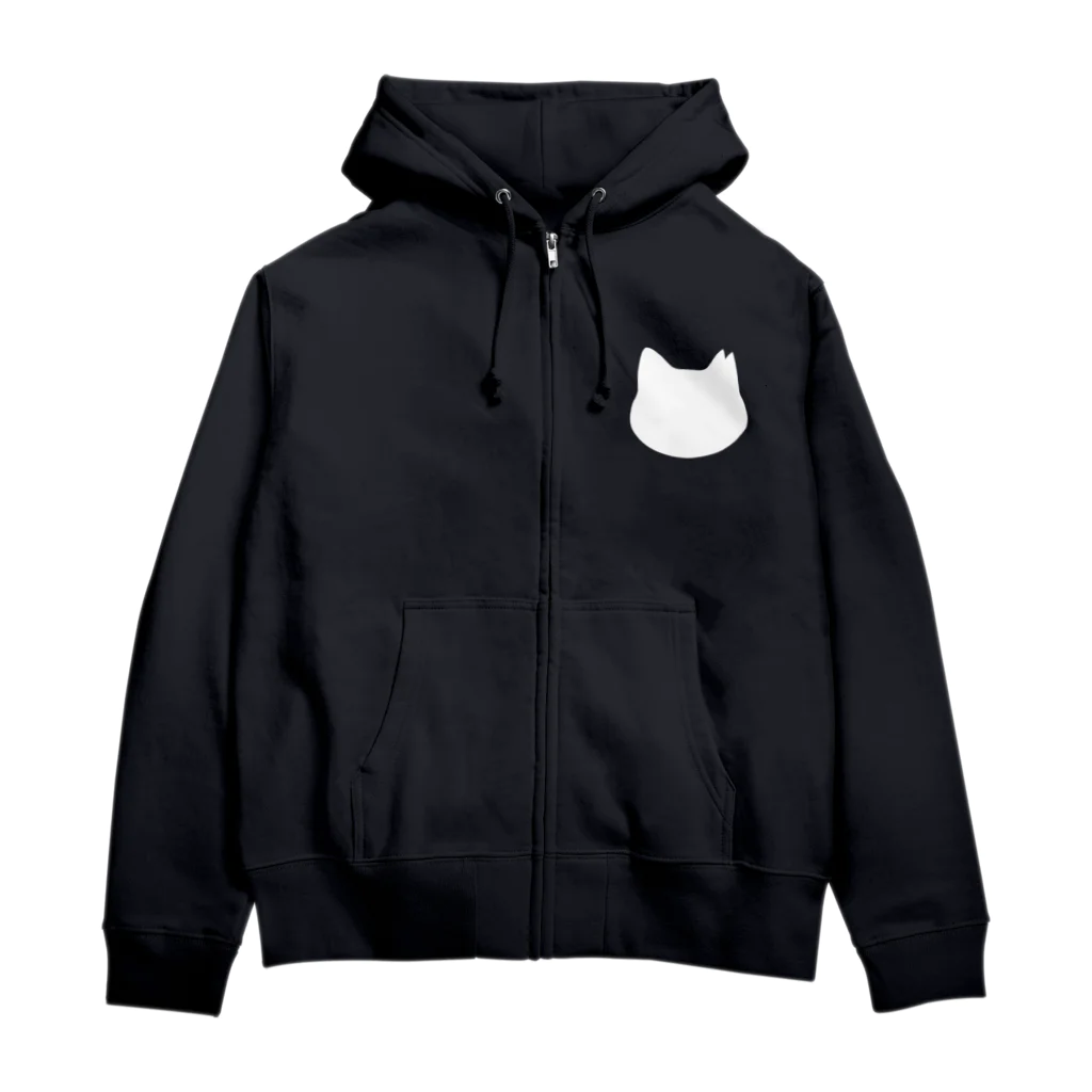 ichinoshopのさくら猫シルエット/ホワイト Zip Hoodie