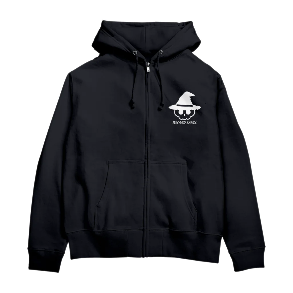 QUQU_WORKSのウィザードスカル 魔法使い ホワイト Zip Hoodie