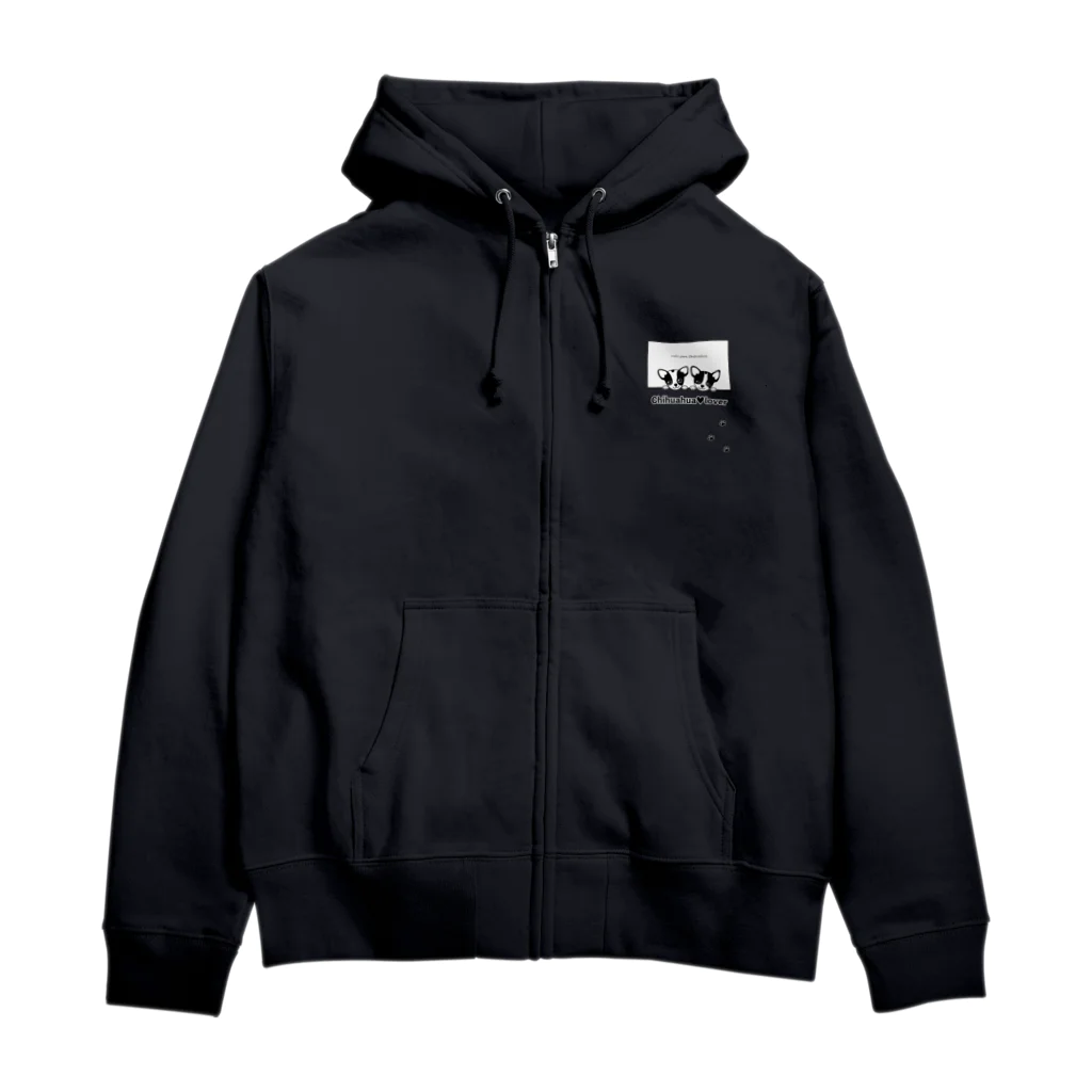 beni_beniの牛柄チワワ（グレー窓） Zip Hoodie