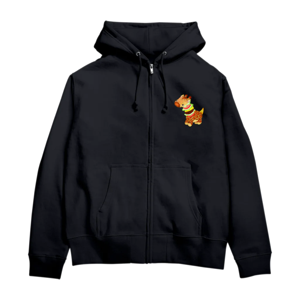 satoayaのアニマルカフェのフードアニマル　キリンバーガー Zip Hoodie