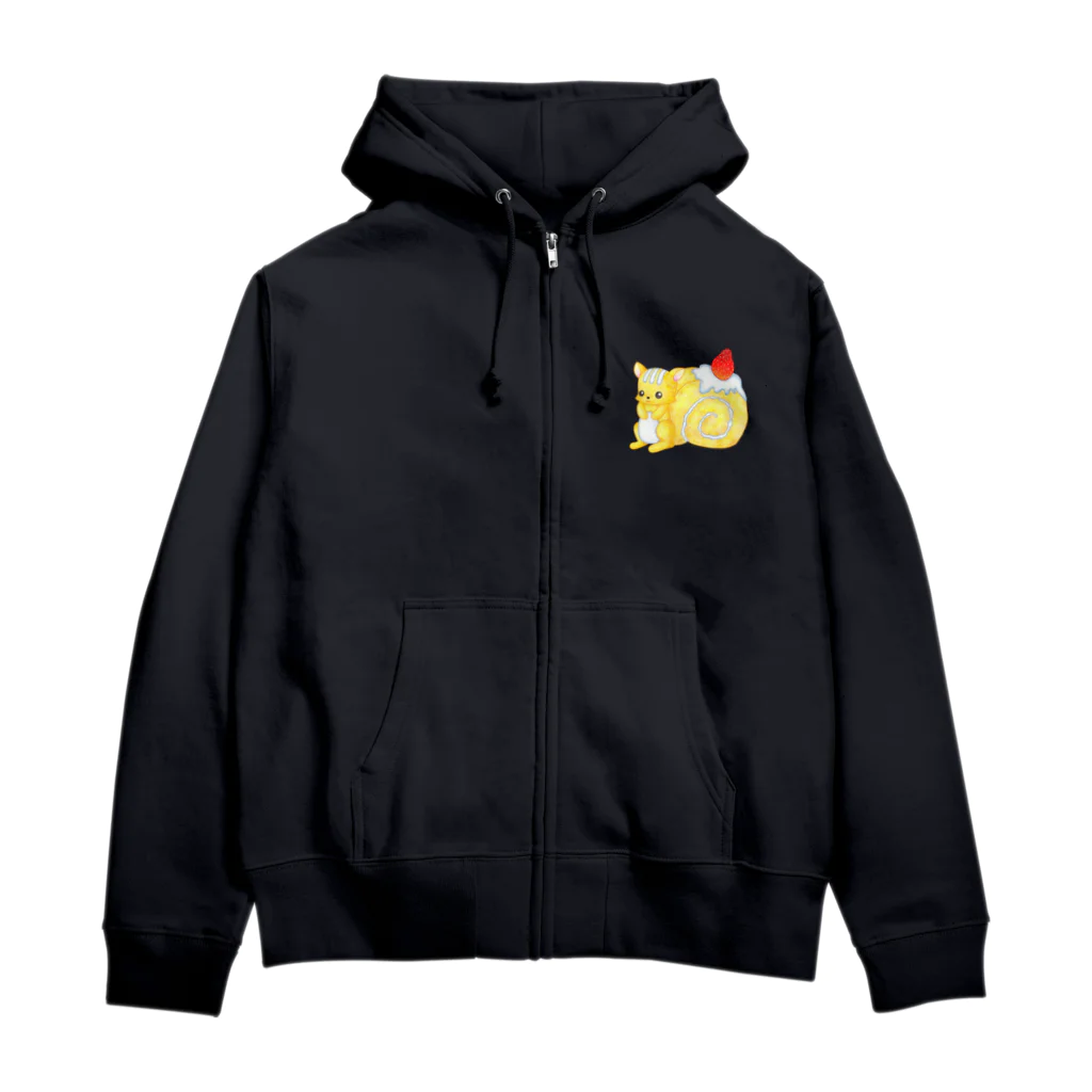 satoayaのアニマルカフェのフードアニマル　ロールケーキリス Zip Hoodie