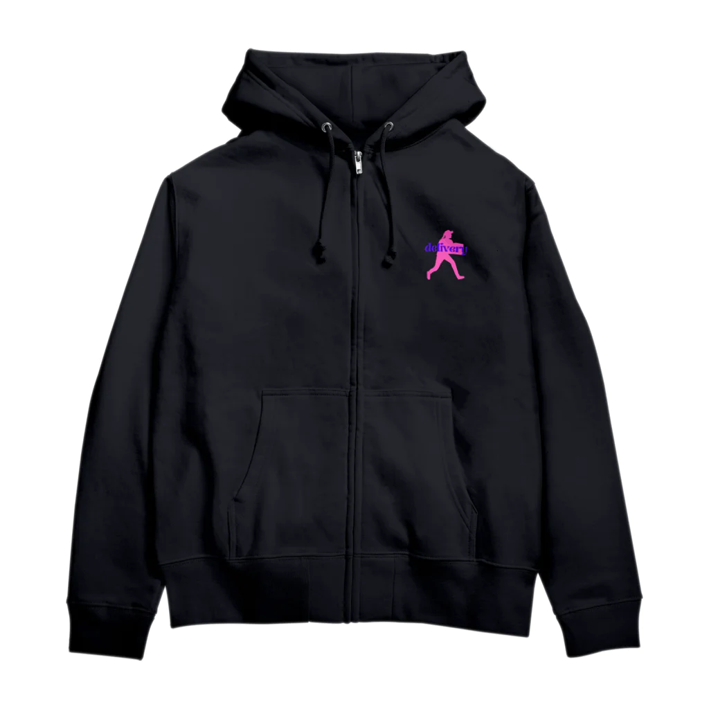 freenotomoの配達員アイテム　”ピンク” Zip Hoodie