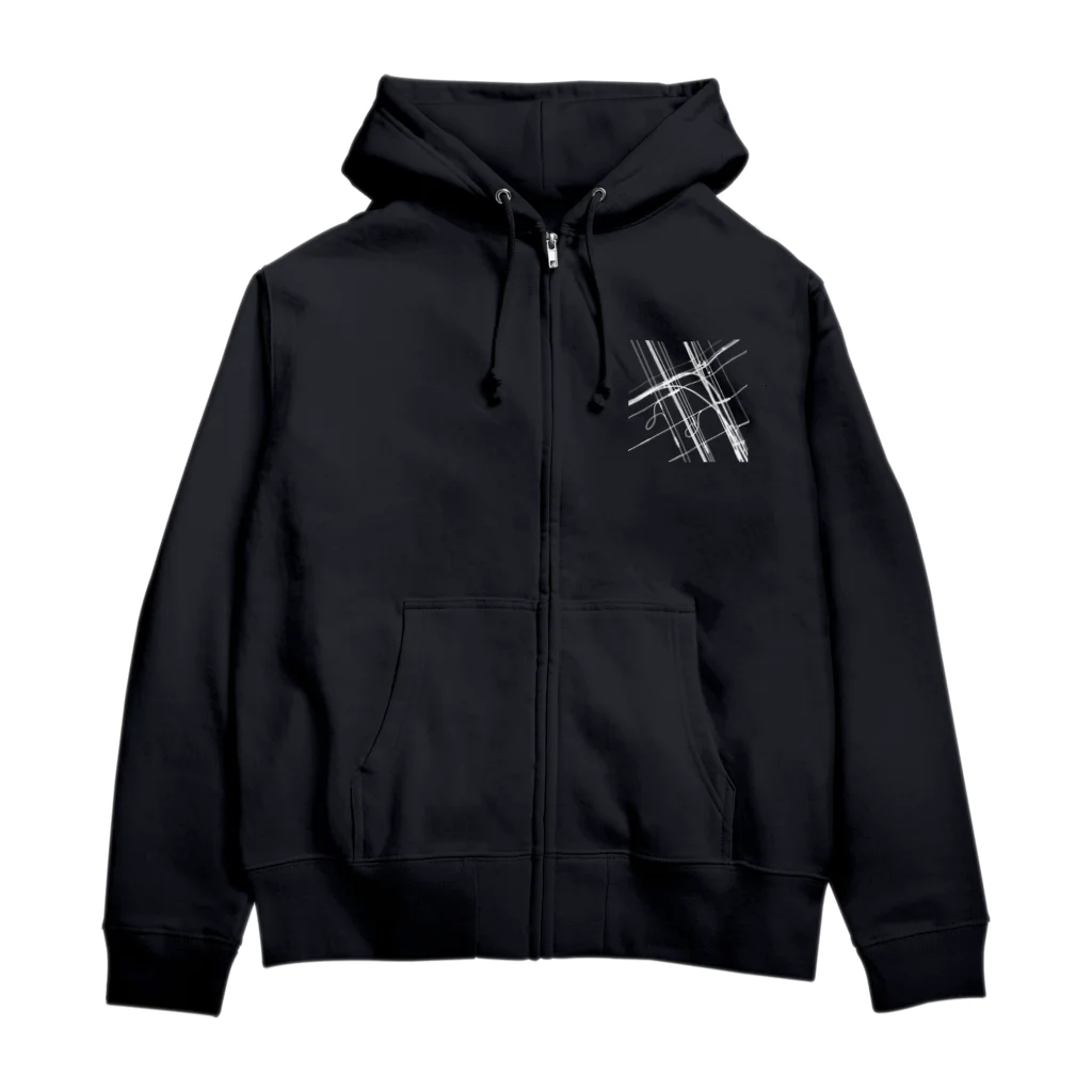 福 紀心 の 作品グッズの電線1　白 Zip Hoodie