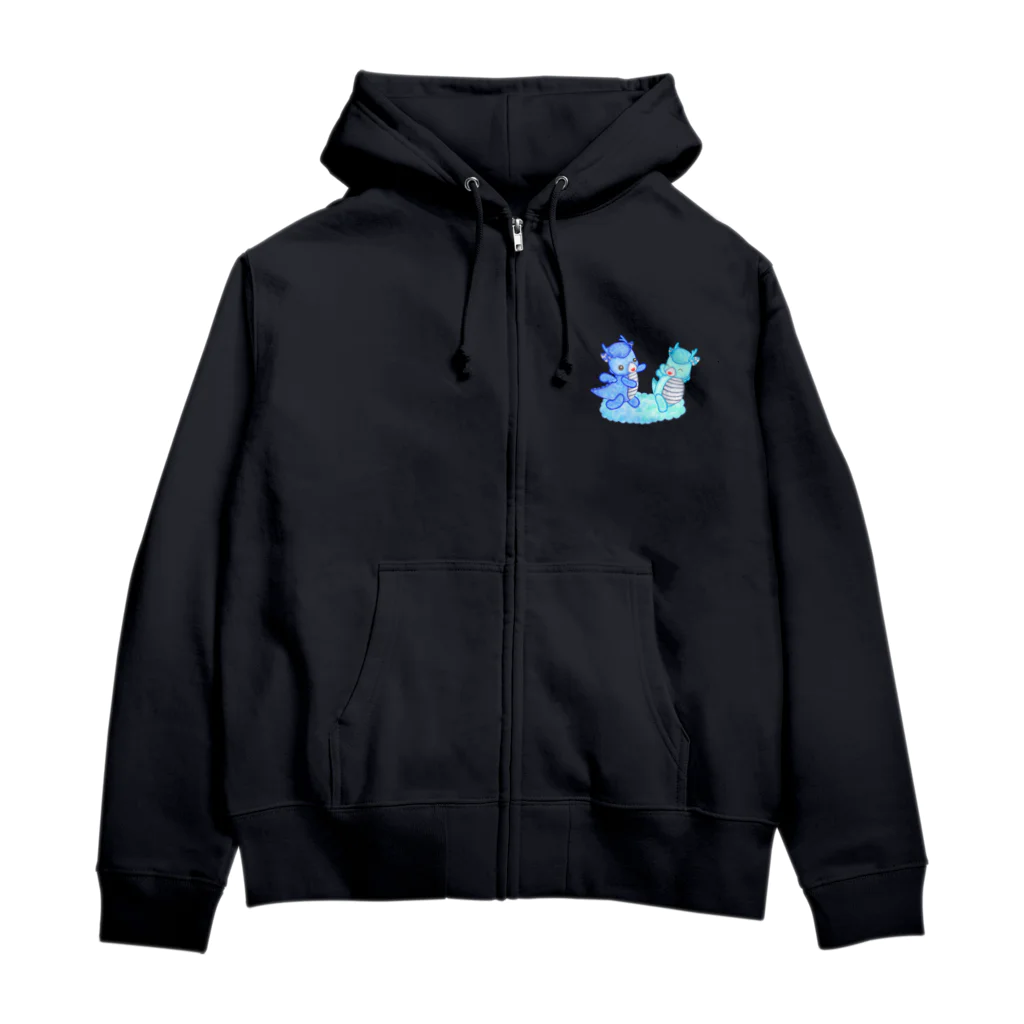 satoayaのアニマルカフェのキャンディードラゴン　青 Zip Hoodie