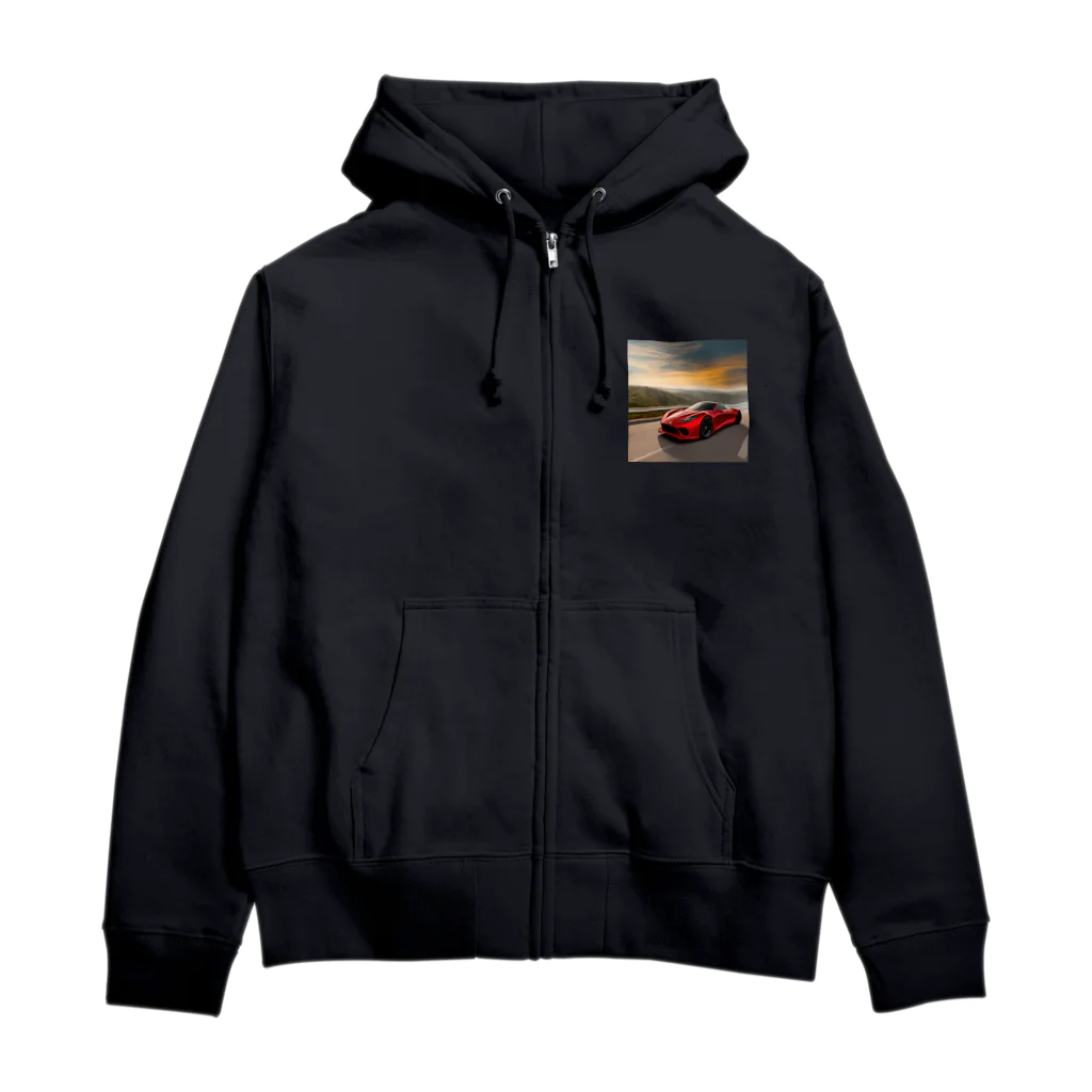 Try Anythingの真っ赤なスーパーカー コレクション Zip Hoodie