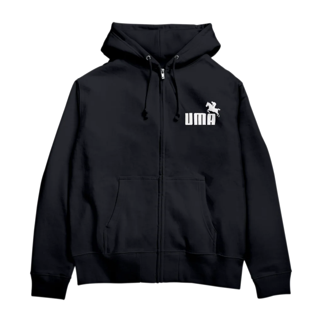 牛川 暗のグッズショップのUMA（白） Zip Hoodie