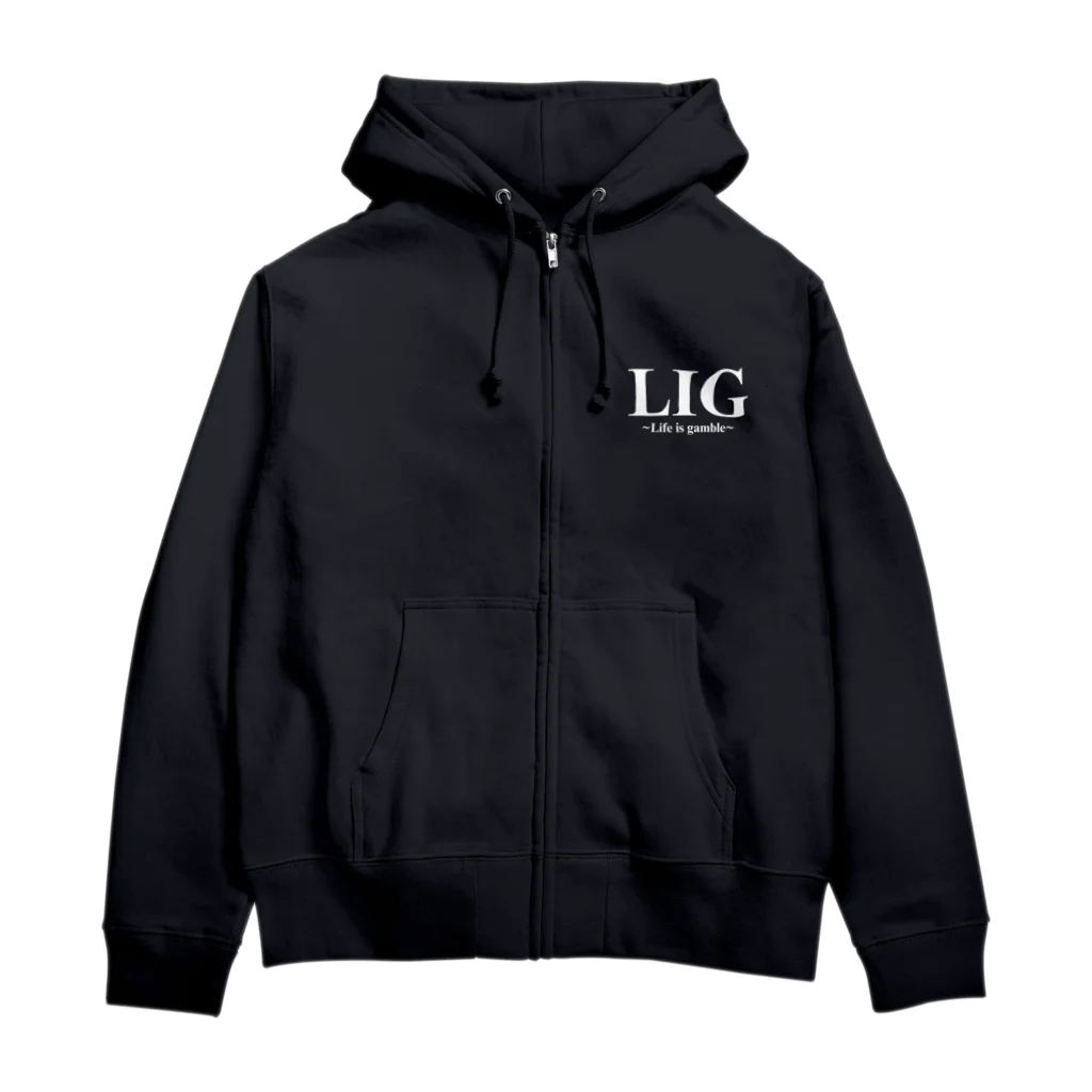 LIG ~Life is gamble~のLIGホワイトロゴ Zip Hoodie