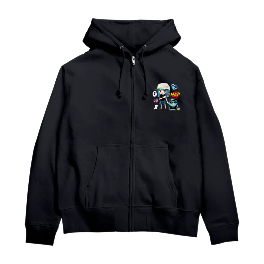 秘密結社(ㆁөㆁ)青い鳥のギャングスタ小鳥遊エリ＆唯我HIPHOP丸シリーズ Zip Hoodie