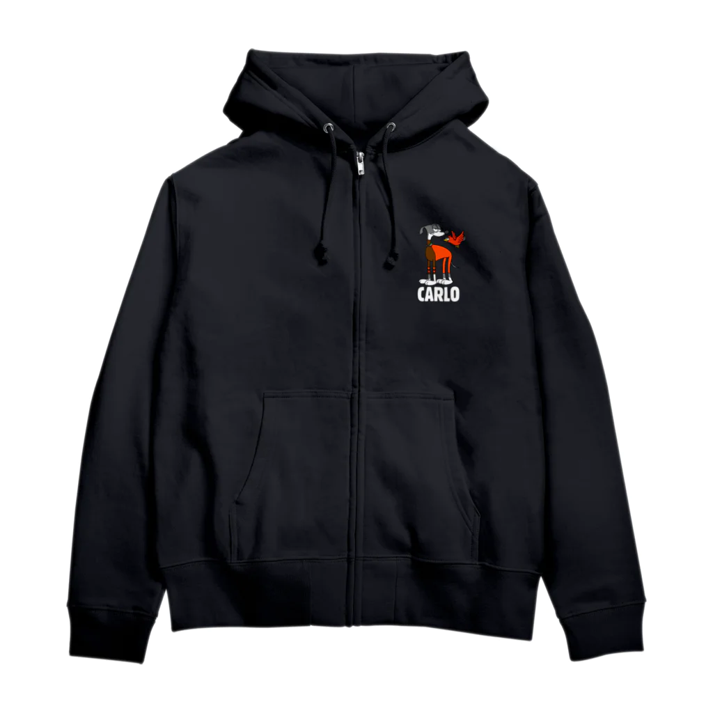 Houndy's supply イタグレ服【ハウンディーズ】のCARLOくん専用 白文字 Zip Hoodie