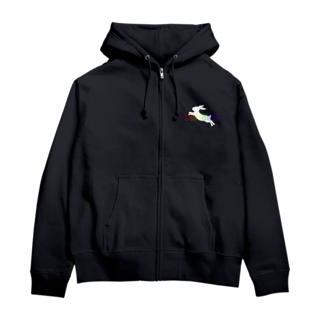 【USAGISKI】(ウサギスキー)の両面印刷レインボーロゴジップアップパーカー Zip Hoodie