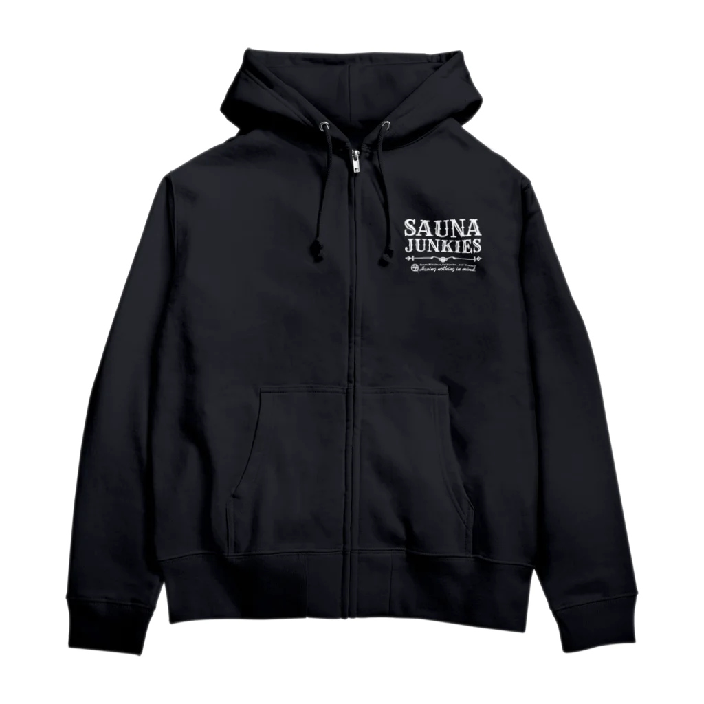 SAUNA JUNKIES | サウナジャンキーズのTRANCE REVOLUTION（白プリント） Zip Hoodie