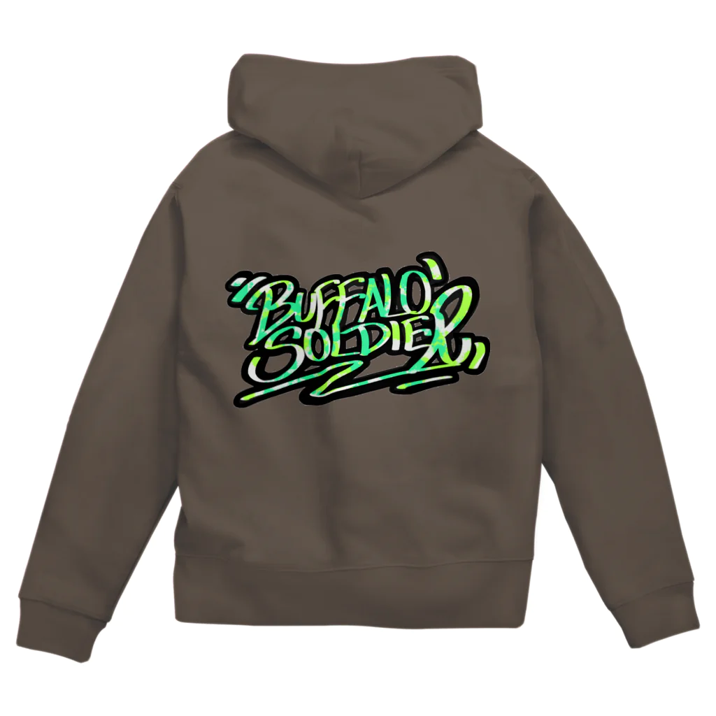 BUFFALO SOLDIER のBUFFALO SOLDIER GREEN GRAFFITID ジップパーカー