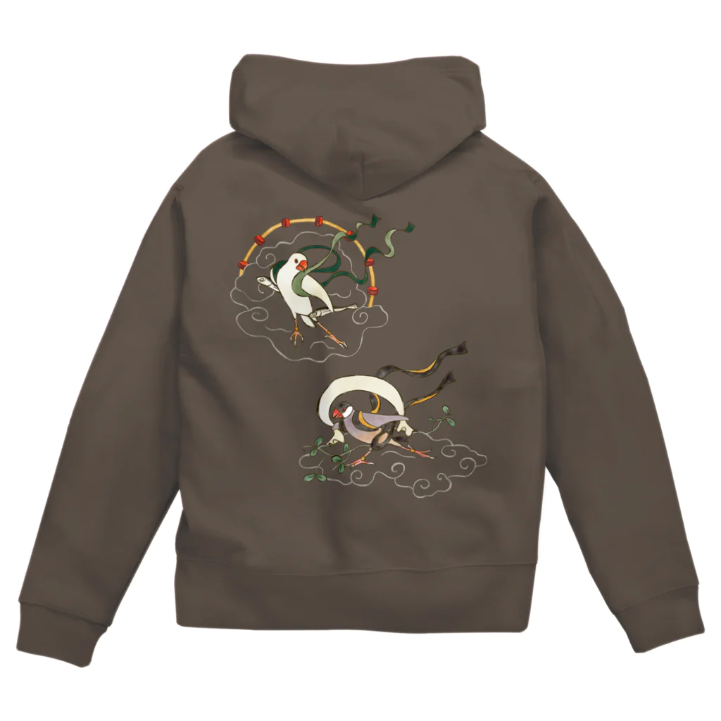 もしもしこちら文鳥の文鳥風神雷神 Zip Hoodie