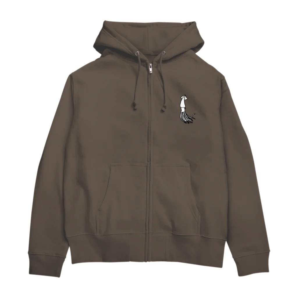 アングラースピリッツのすまし顔のイカくん（文字なしバージョン） Zip Hoodie