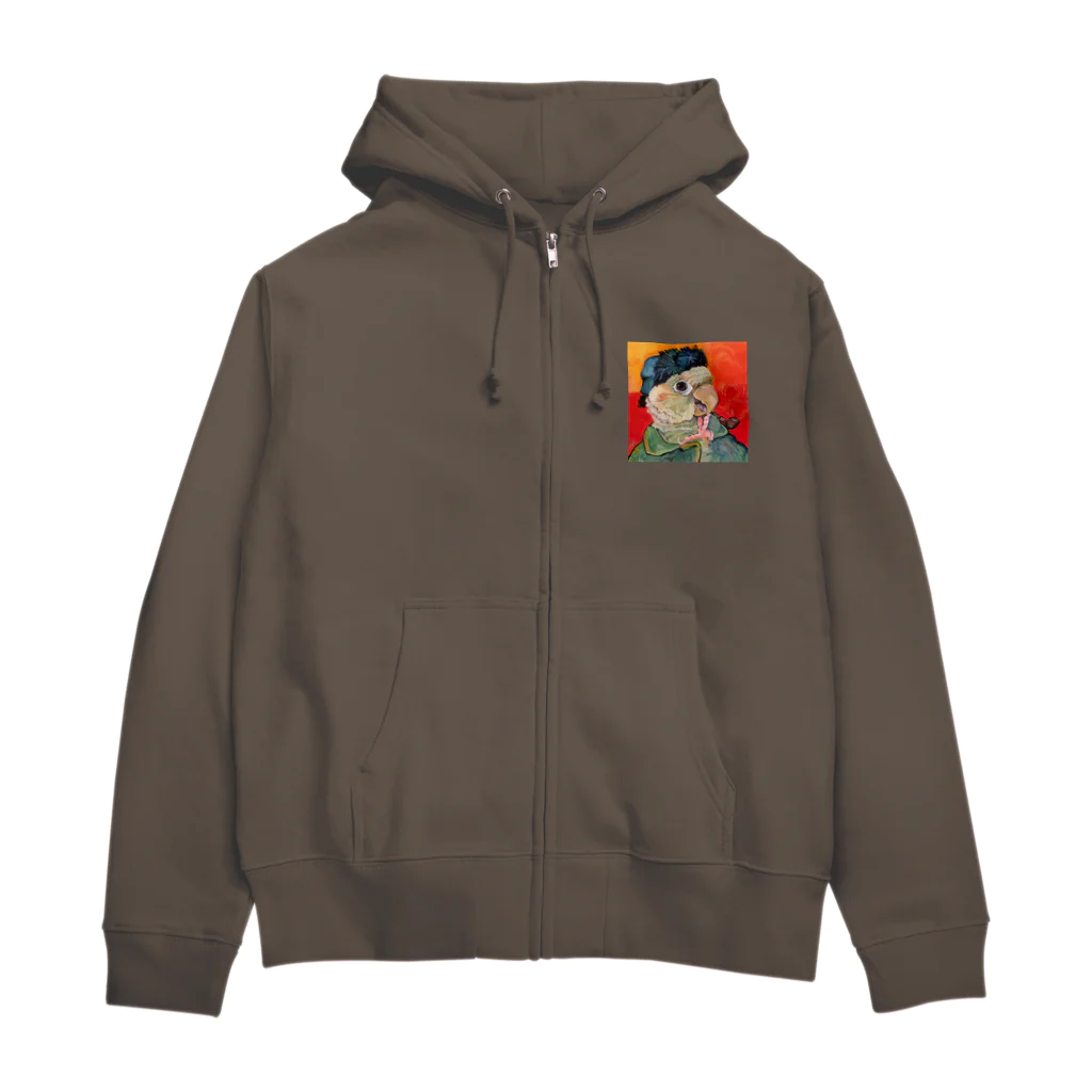 にしごりみずほの鳥ゴッホ Zip Hoodie