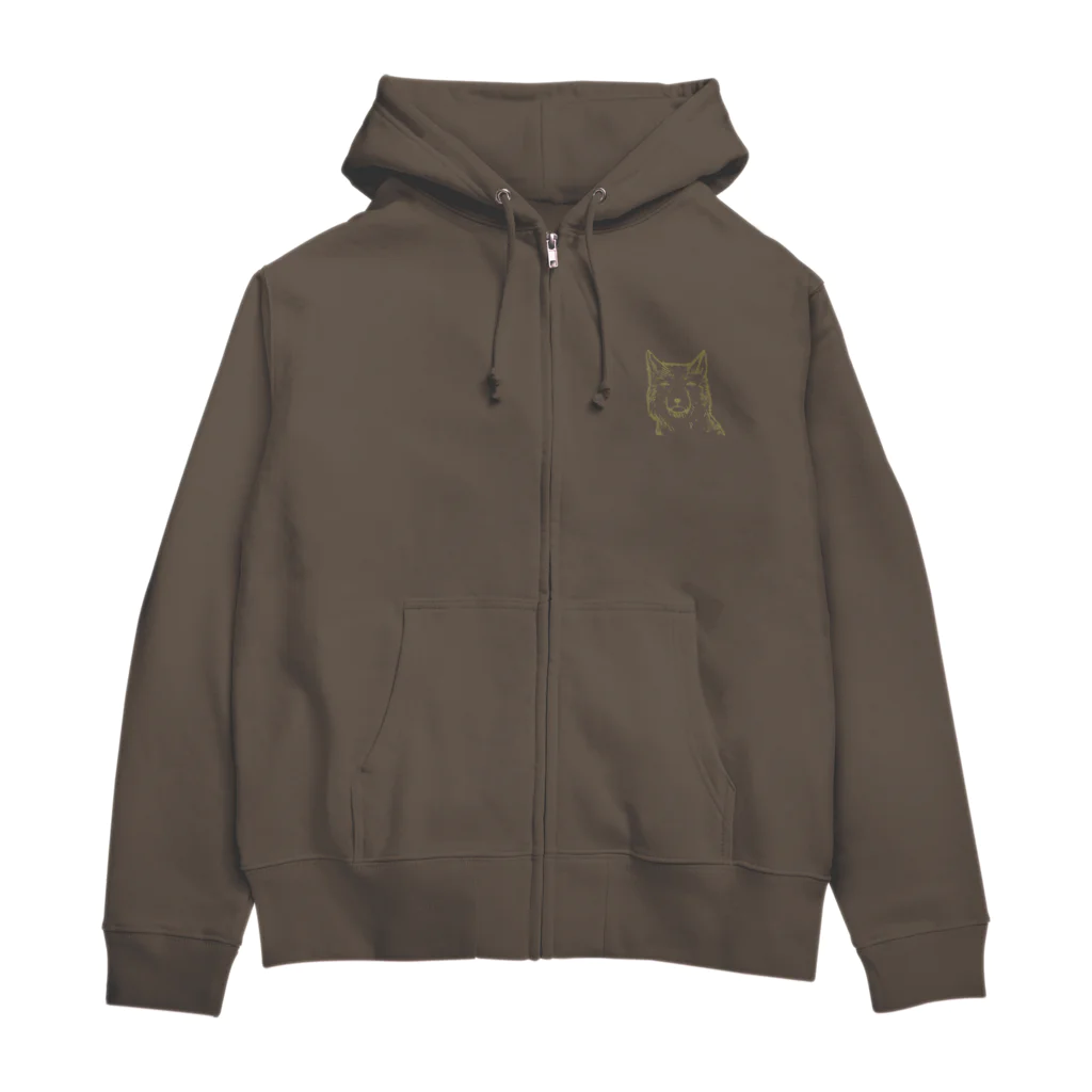 PygmyCat　suzuri店の6ft開けるチベットスナギツネ（主線茶色ver） Zip Hoodie