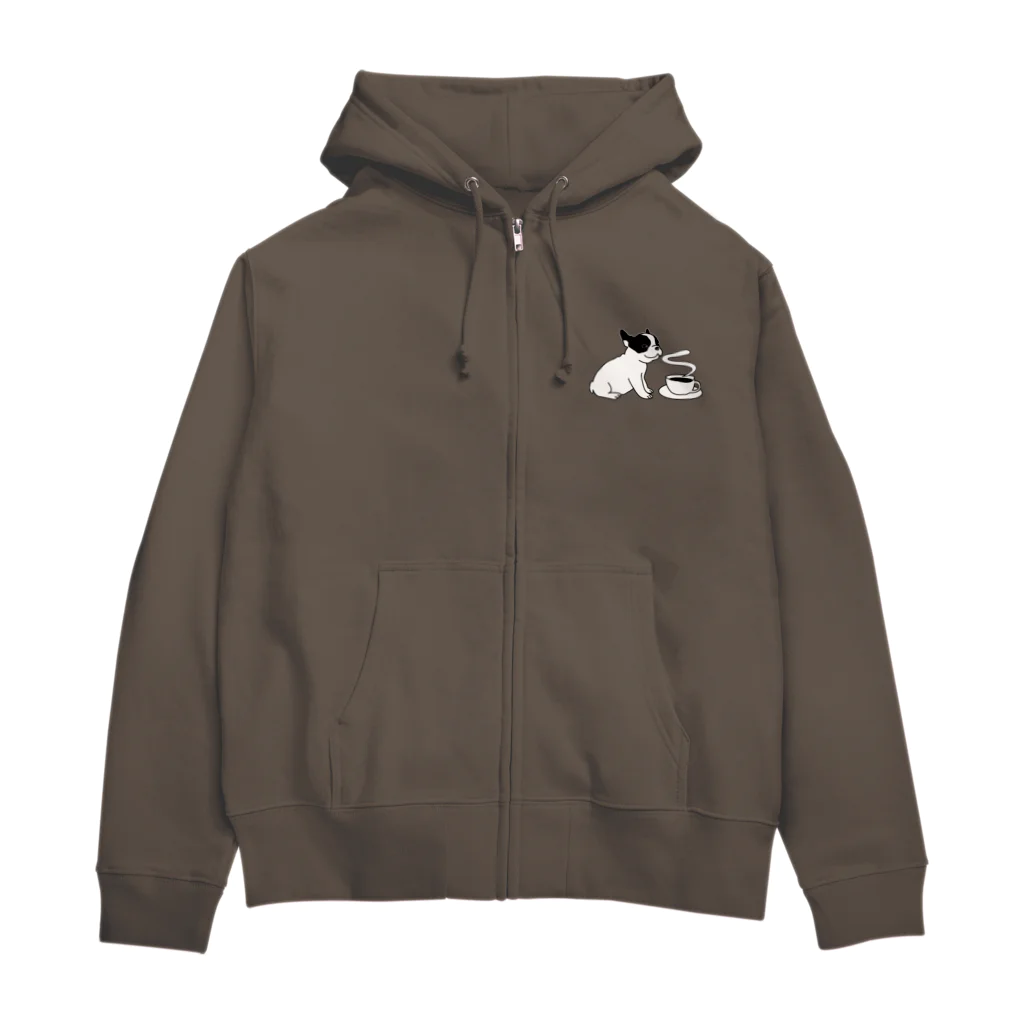 キッズモード某の フレンチブルドッグとコーヒー Zip Hoodie