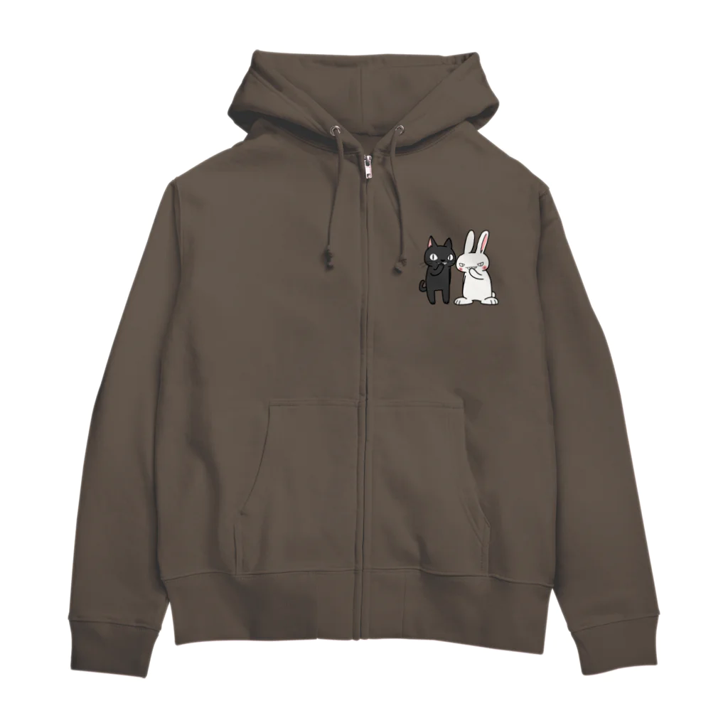 シシシFRIENDSのシシシうさぎ&シシシくろねこ Zip Hoodie