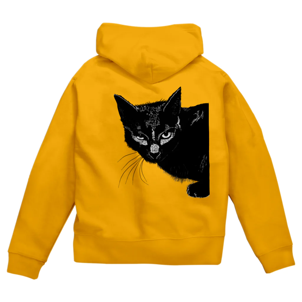 小鳥と映画館のカッコよく覗きに来た黒猫 Zip Hoodie