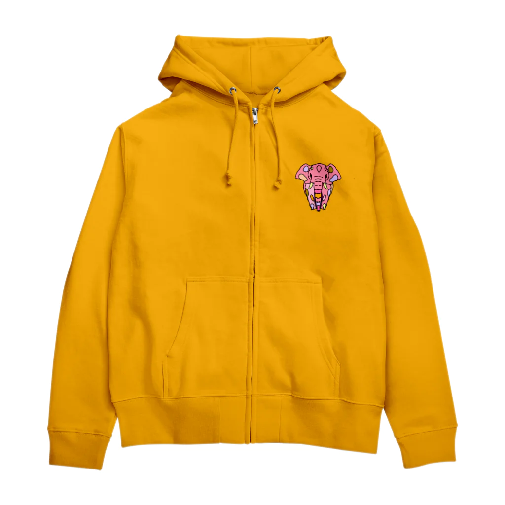 Full of vitality　(フル　オブ　バイタリティ)のElephant☆PINK　(ピンク色の象)　Full of vitality　(フル　オブ　バイタリティ) Zip Hoodie