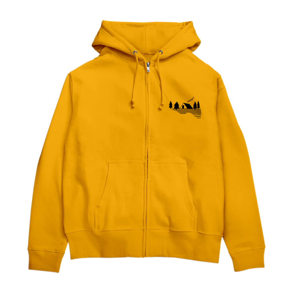 anglecafeのキャンプ２ ブラック Zip Hoodie