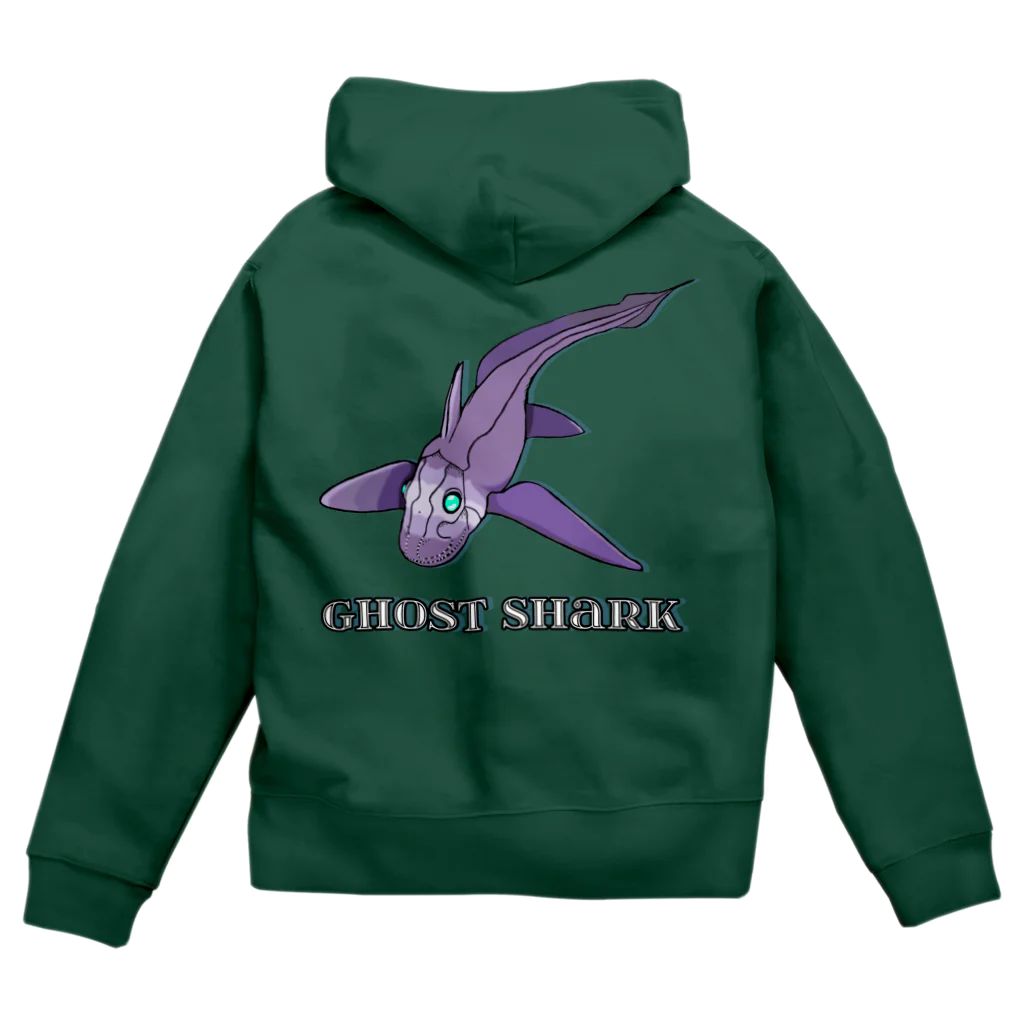 LalaHangeulのGhost Shark バックプリント Zip Hoodie