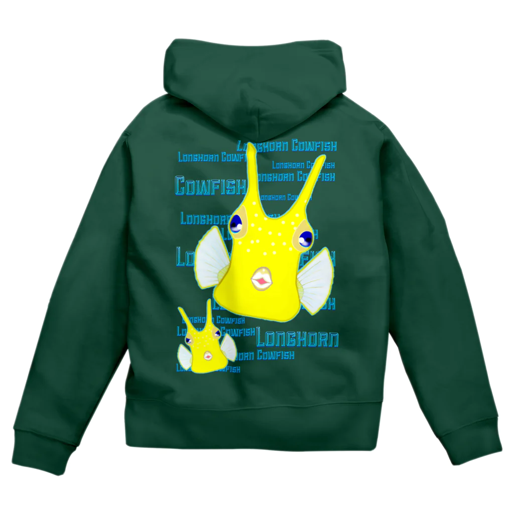 LalaHangeulのLonghorn Cowfish(コンゴウフグ)　バックプリント ジップパーカー