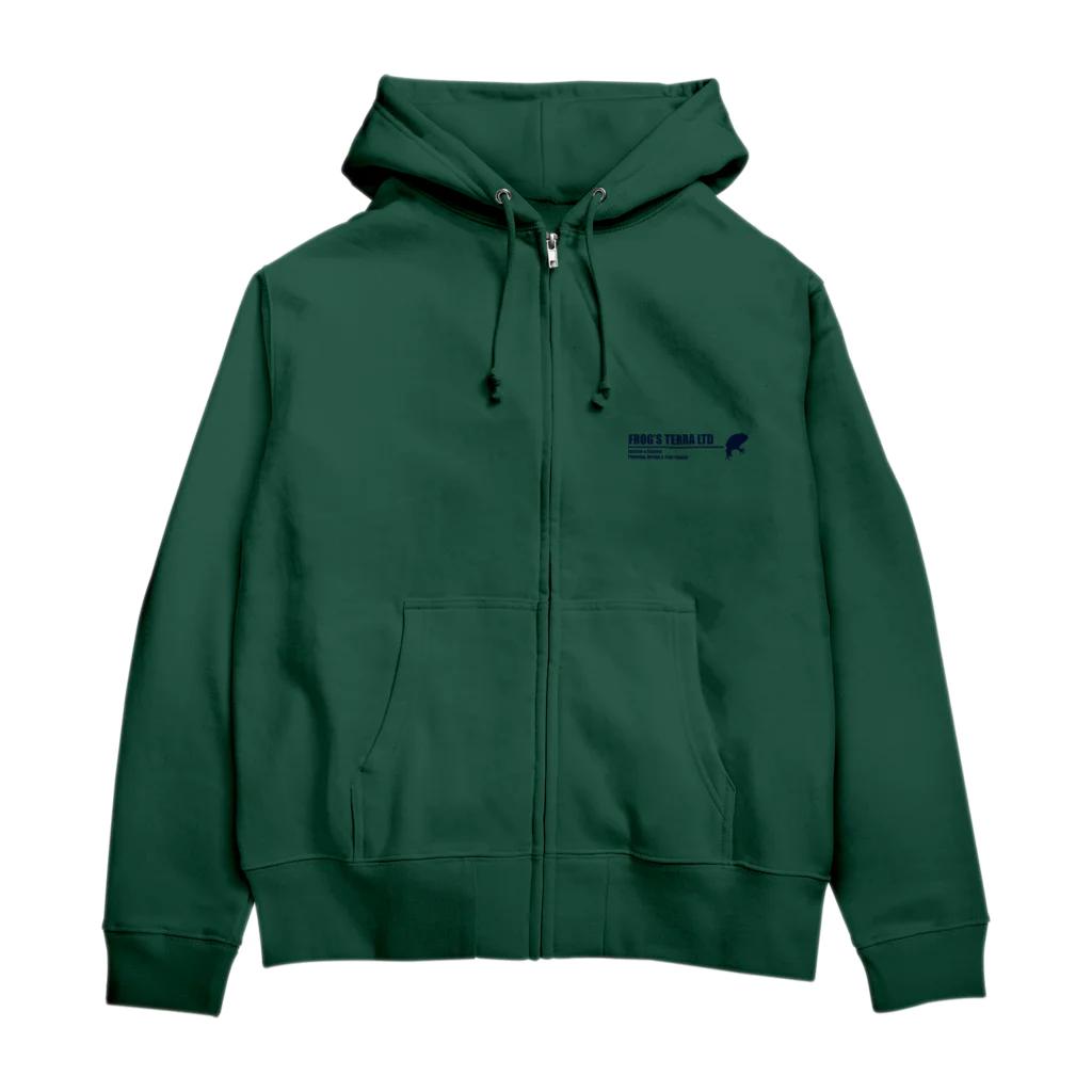 FROG'S TERRA LTDのシルエット　ロゴ　ディープシーブルー Zip Hoodie