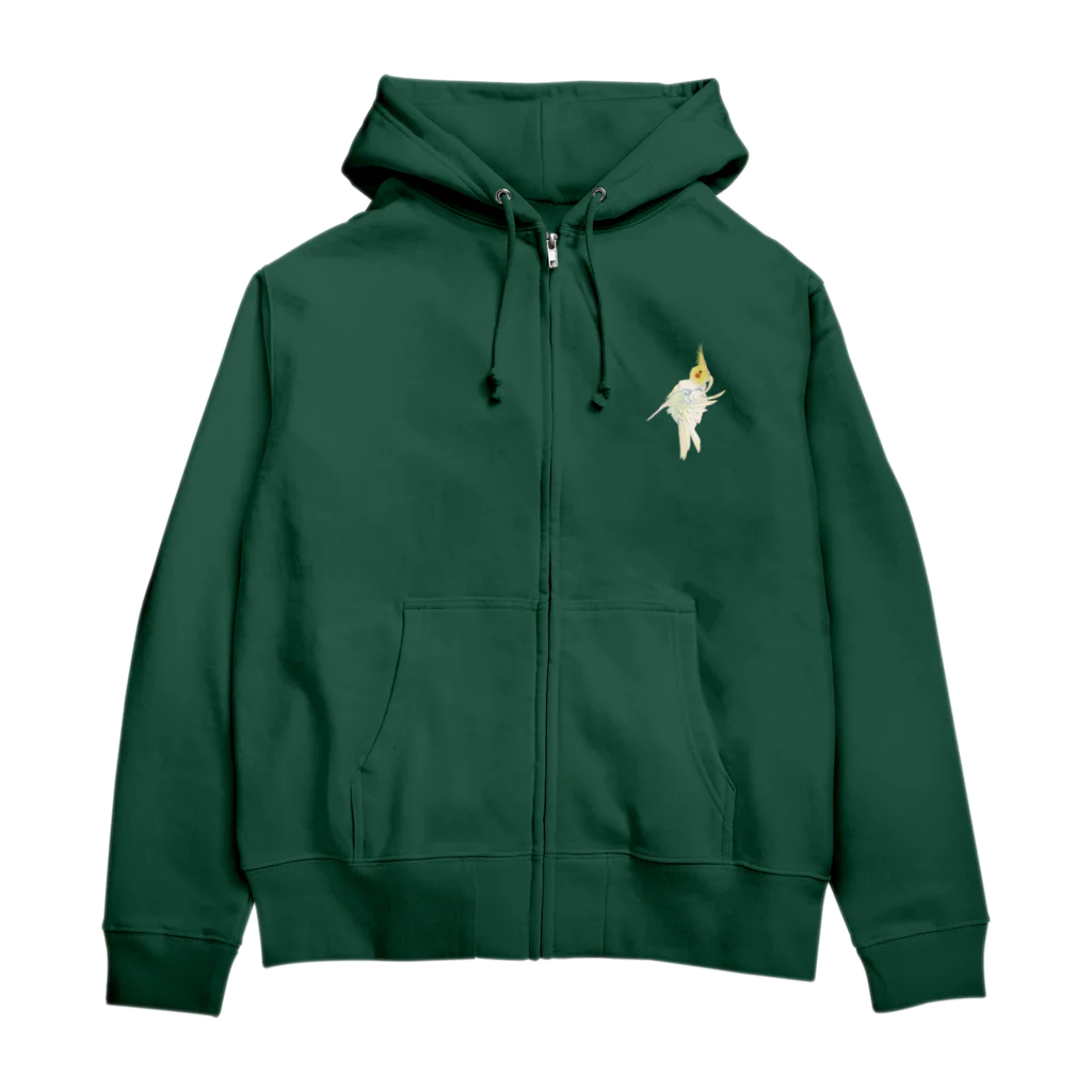 オカメインコ定点観測の尾羽のお手入れオカメインコ（前面） Zip Hoodie