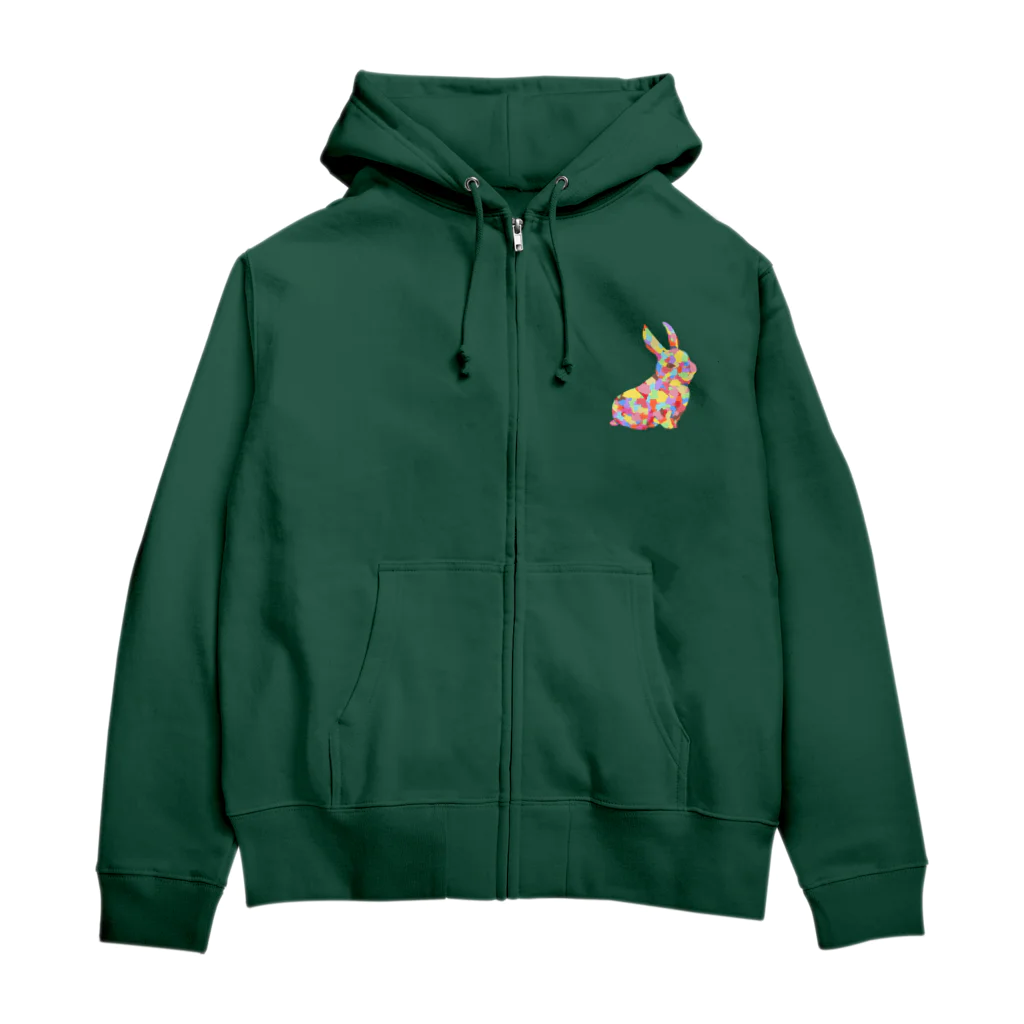 meiroのカラフルなウサギ Zip Hoodie