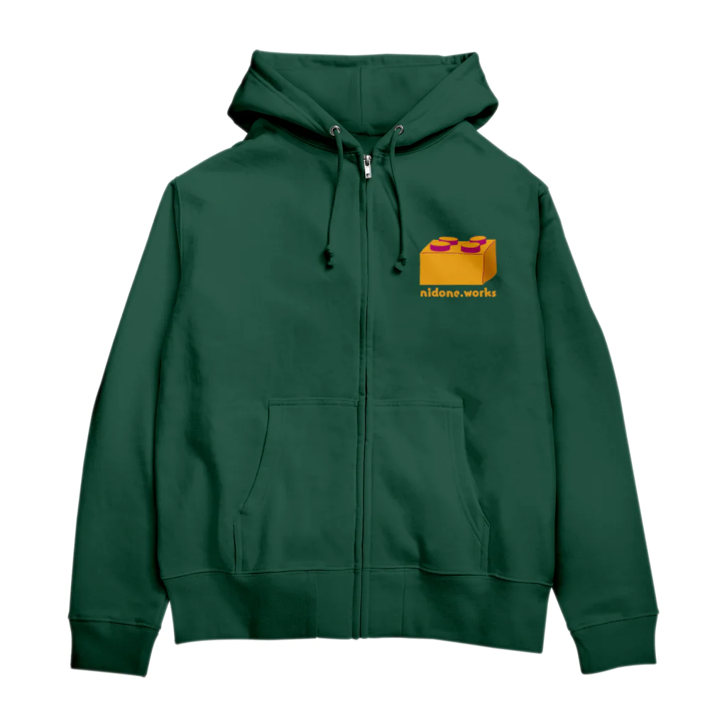 nidone.worksのちょっと肌寒い夜中のSAでポッケに財布入れてお土産探すパーカー（黄） Zip Hoodie