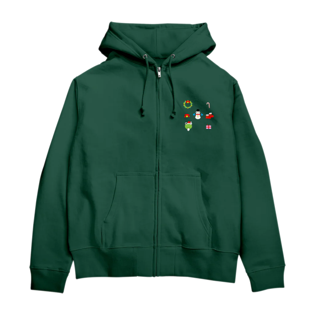 🐸かえるさんと仲間たち🐸のかえるさんのクリスマスB Zip Hoodie