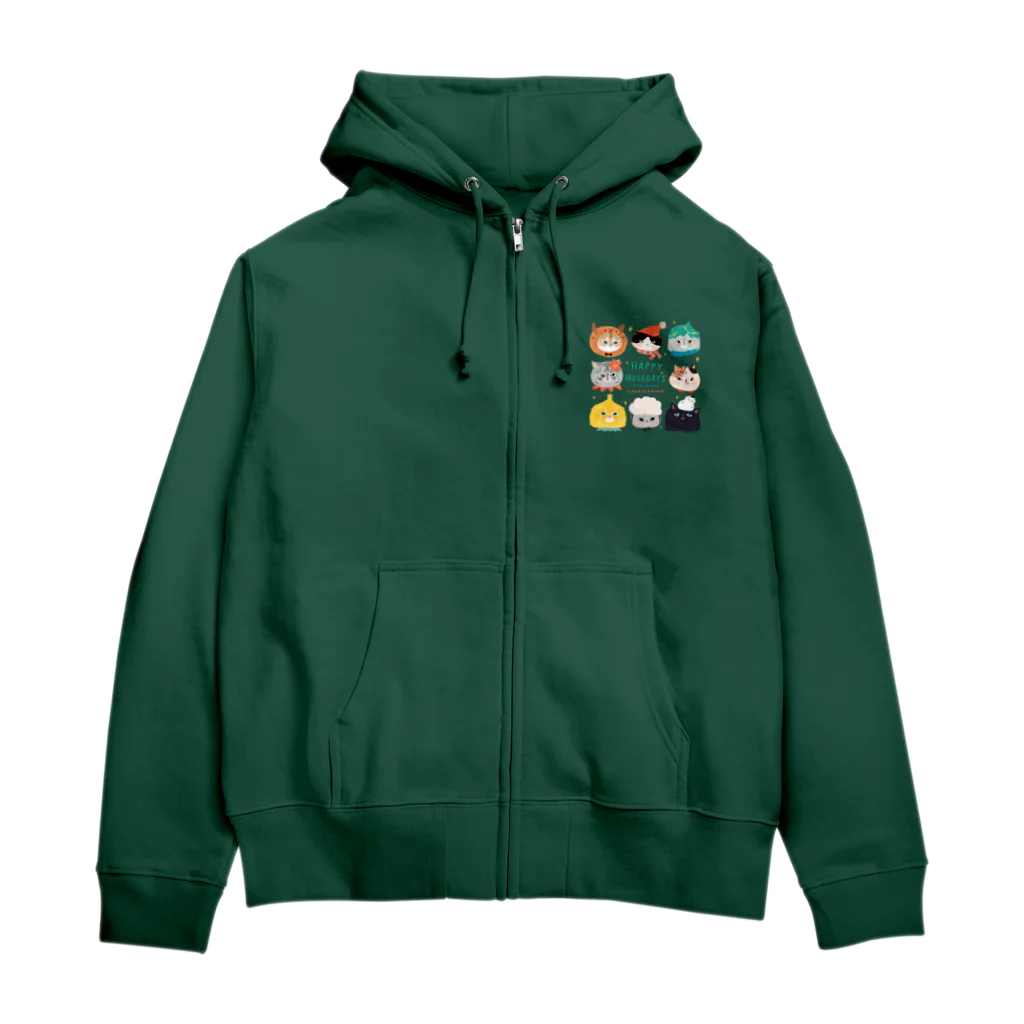 wokasinaiwoのクリスマスな顔 Zip Hoodie