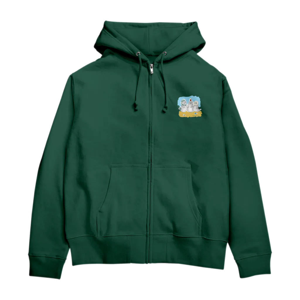 Beautiful Earthの海ゴミに悩むアザラシ3兄弟 Zip Hoodie