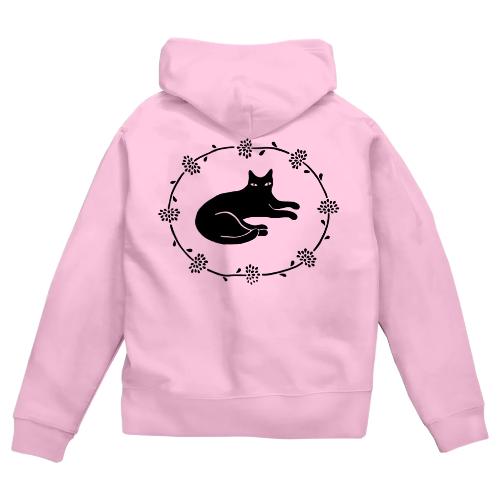 ツバメ堂の花と黒猫 Zip Hoodie