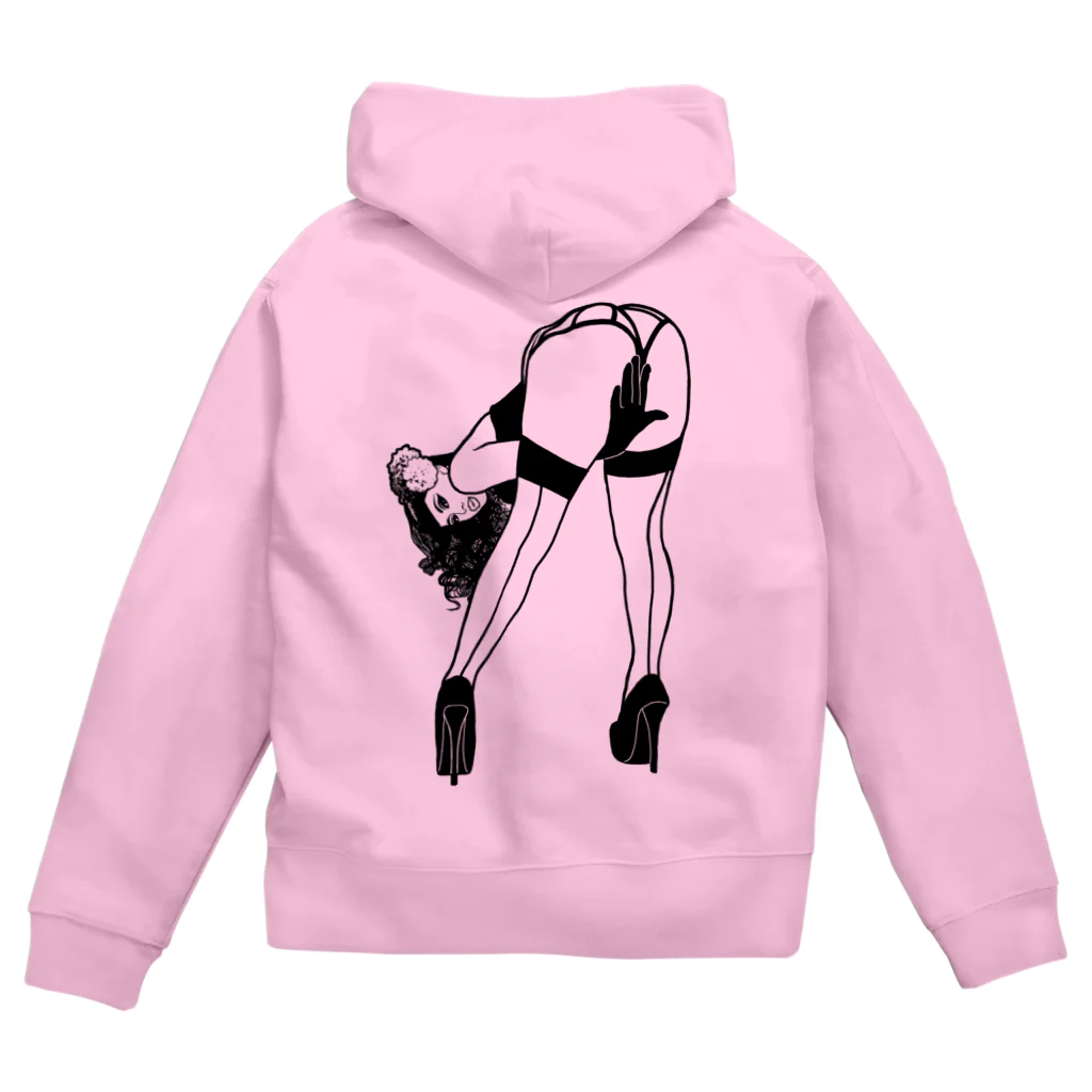 うの UNOのピンナップガール うの（黒線） Zip Hoodie