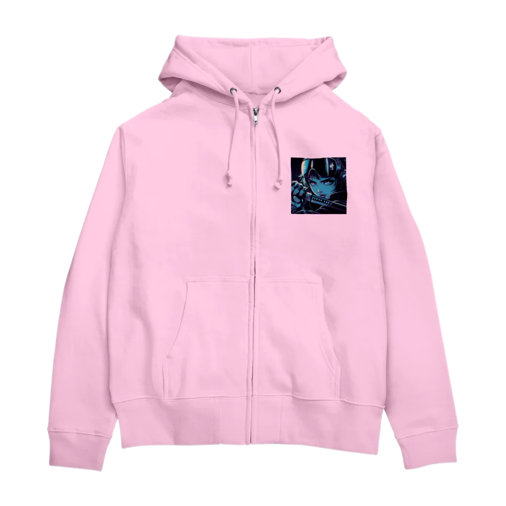 kangekiのサイバーパンクサムライガールNo.5 Zip Hoodie