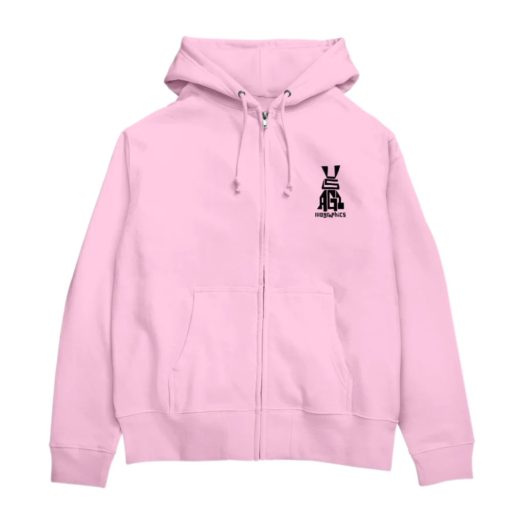 1110graphicsのUSAGI / 兎 Zip Hoodie