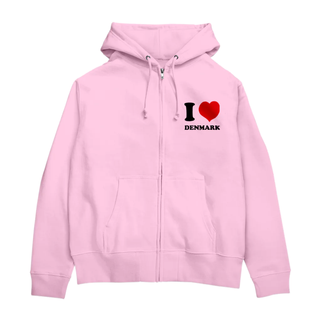 ゴロニャーのダサT屋さんのアイ・ラブ・デンマーク Zip Hoodie