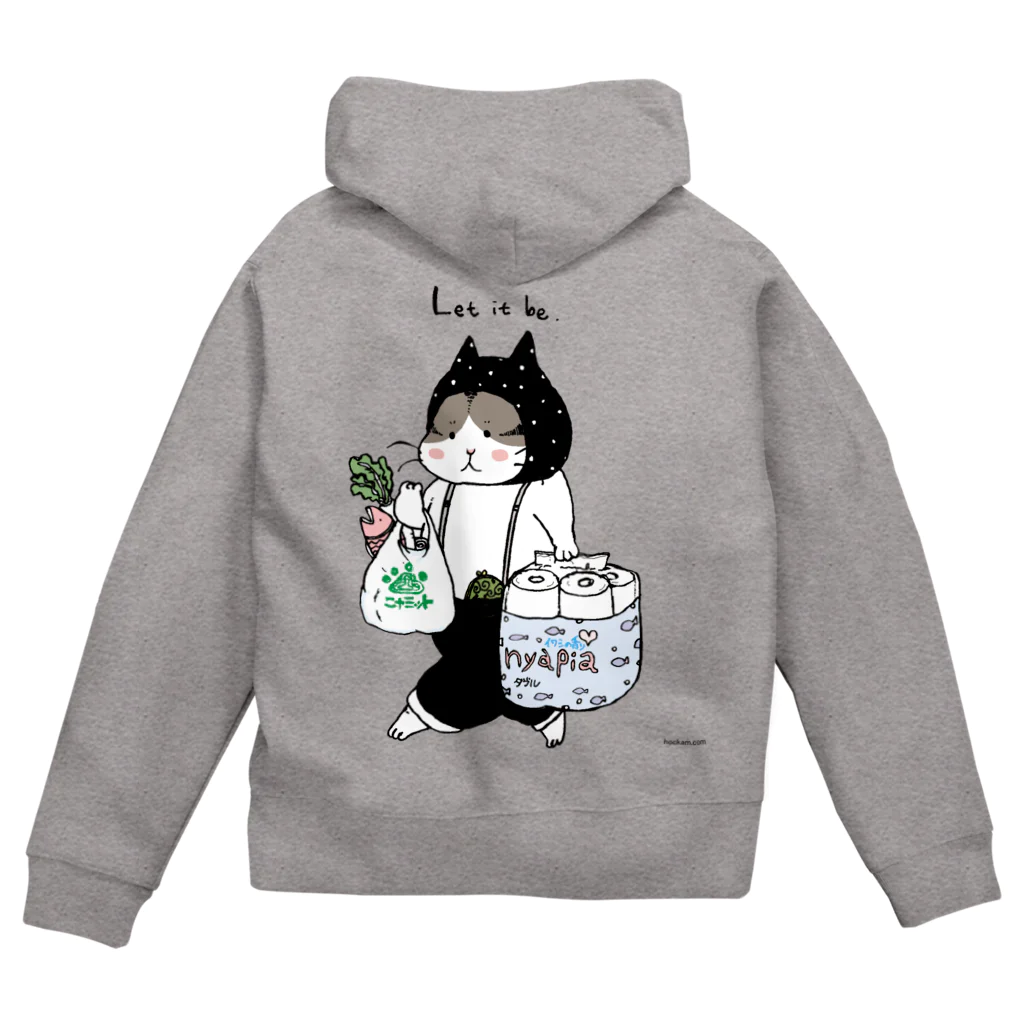 ほっかむねこ屋（アトリエほっかむ）のお買い物ねこ Zip Hoodie