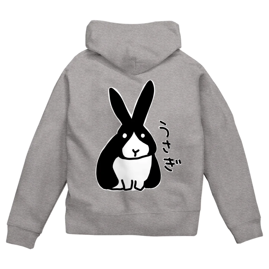 いきものや　のの（別館）の【バックプリント】白黒うさぎ Zip Hoodie