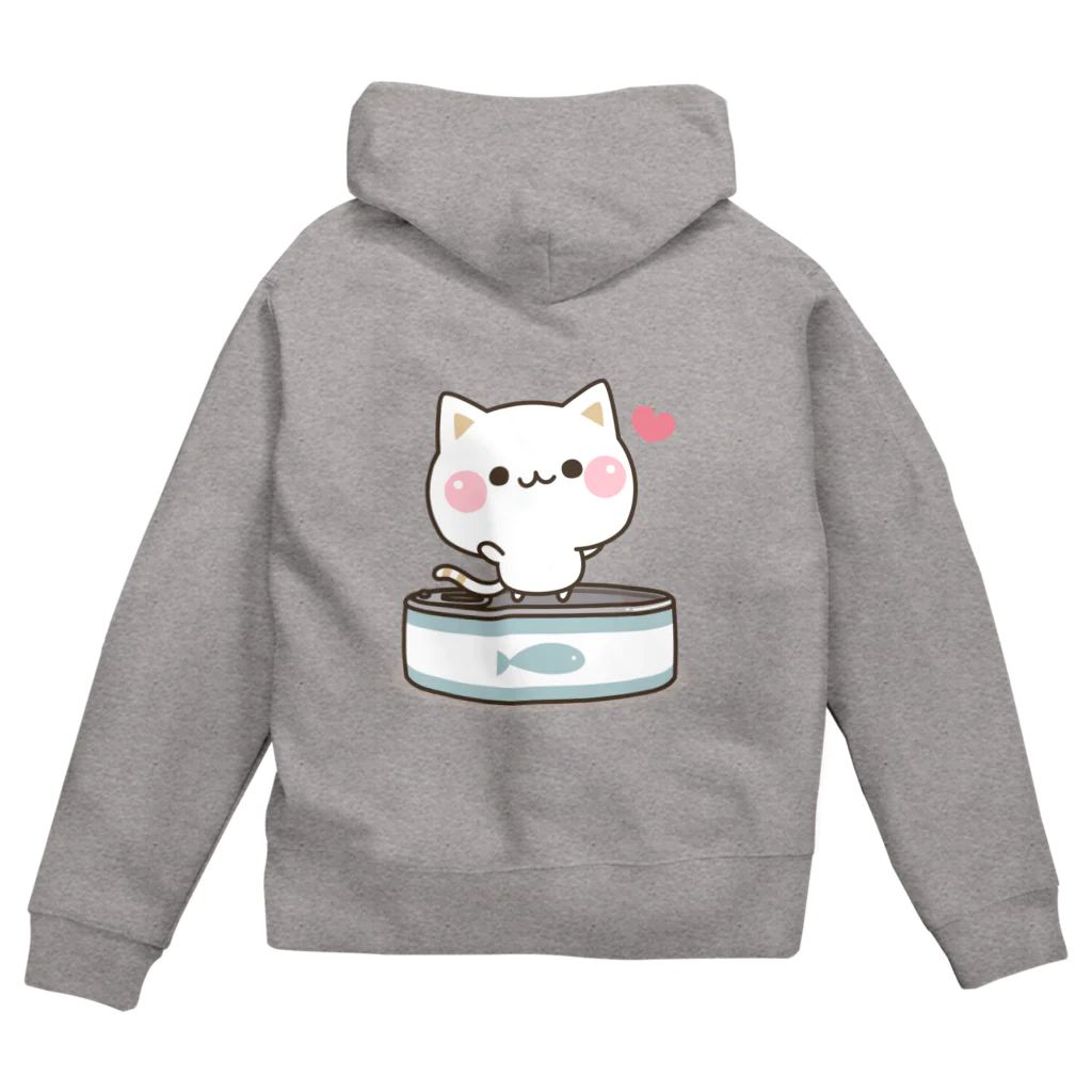 DECORの気づかいのできるネコ　さかな缶 Zip Hoodie